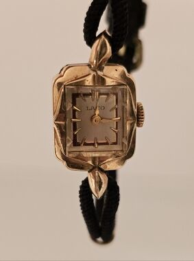 Vintage Laco  Gold-Tone Dress Watch with Black Cord Strap